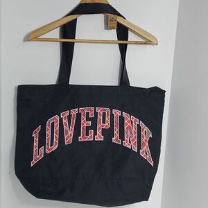 Victoria's Secret Weekender Tote Bag Red Plaid Logo NWT